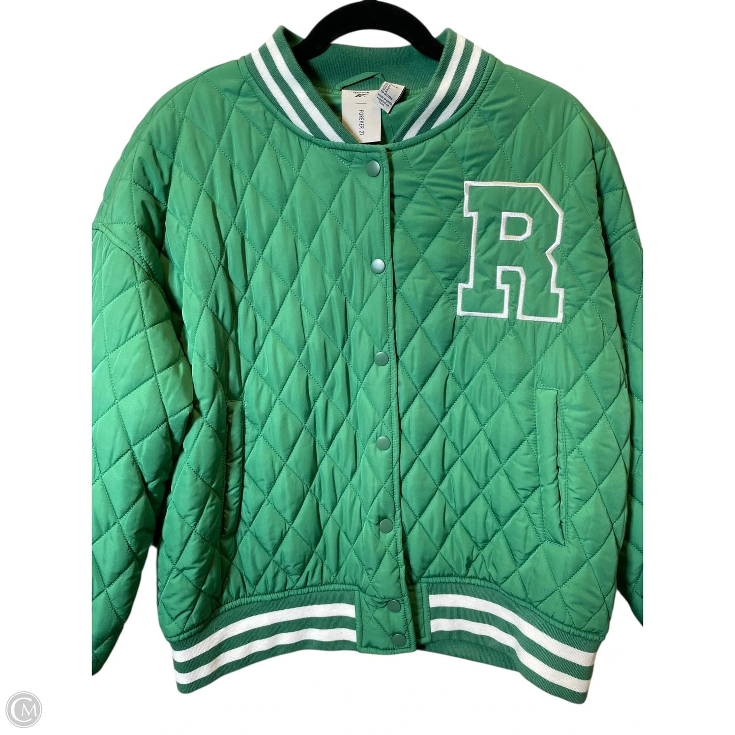 Jacket Puffer & Quilted By Reebok In Green, Size: M