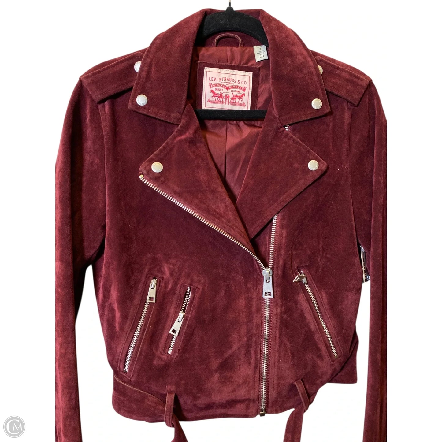 Jacket Moto By Levis In Maroon, Size: S
