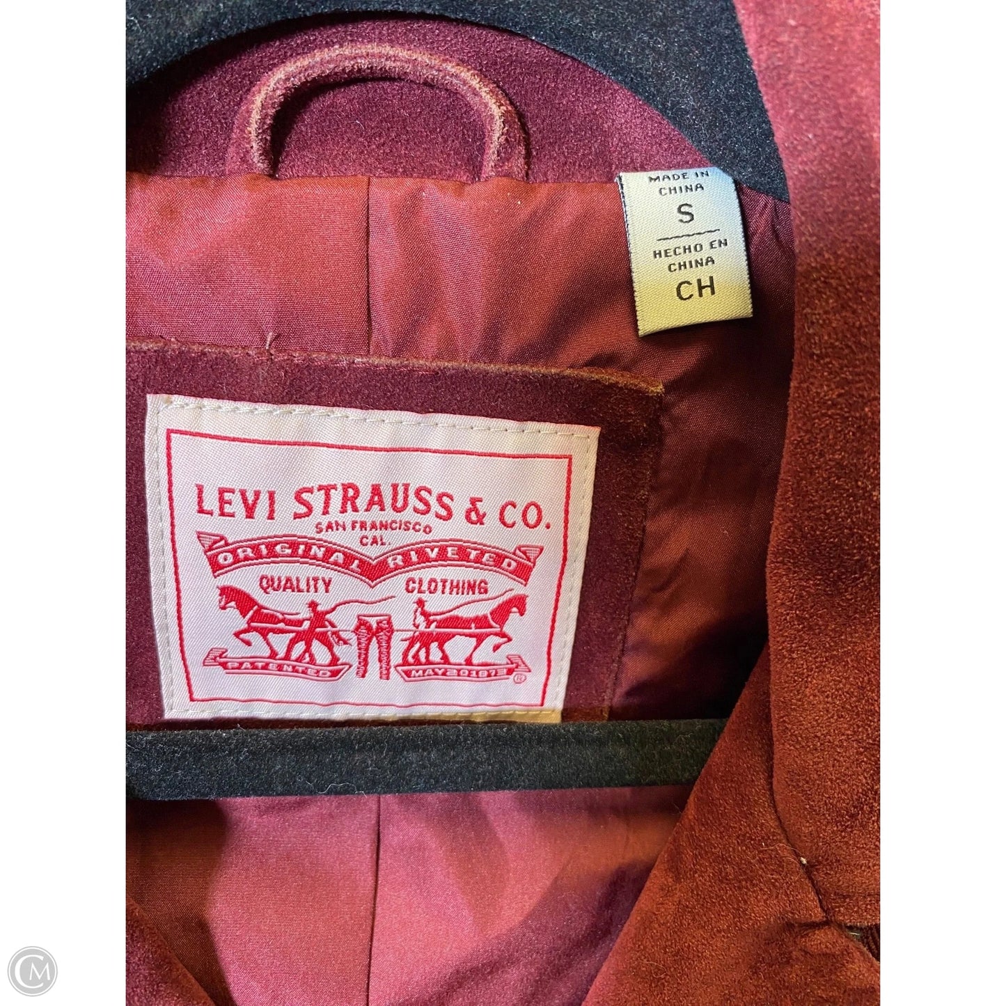 Jacket Moto By Levis In Maroon, Size: S