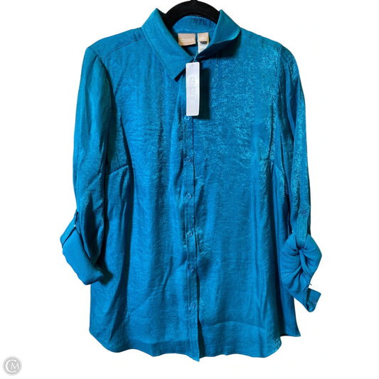 Blouse Long Sleeve By Chicos In Teal, Size: M