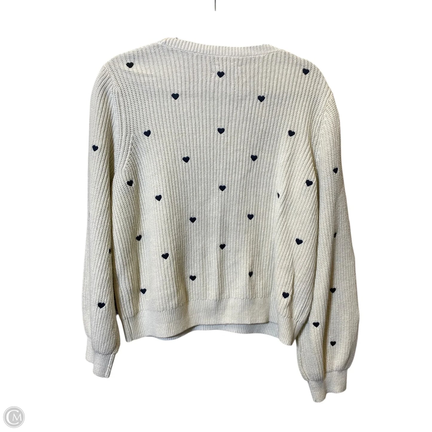 Sweater By Lucky Brand In Blue & Cream, Size: L