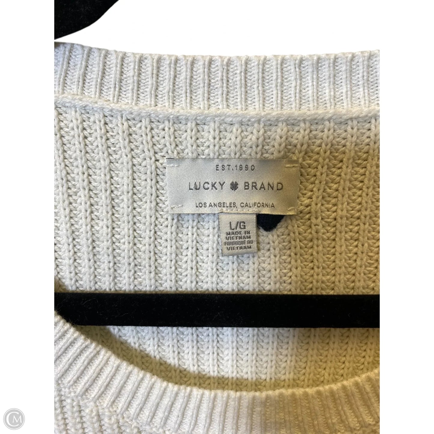 Sweater By Lucky Brand In Blue & Cream, Size: L