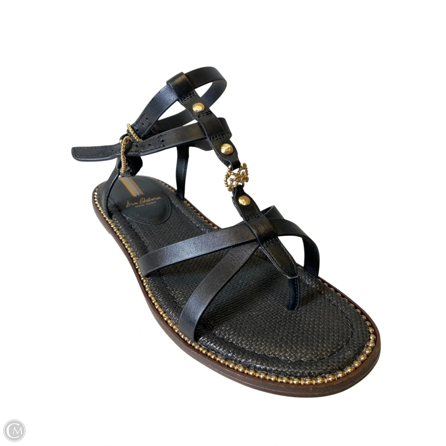 Sandals Flats By Sam Edelman In Black & Gold, Size: 8