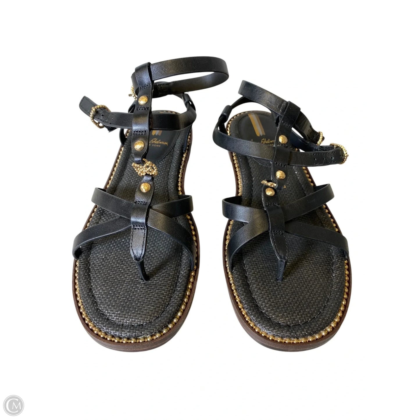 Sandals Flats By Sam Edelman In Black & Gold, Size: 8