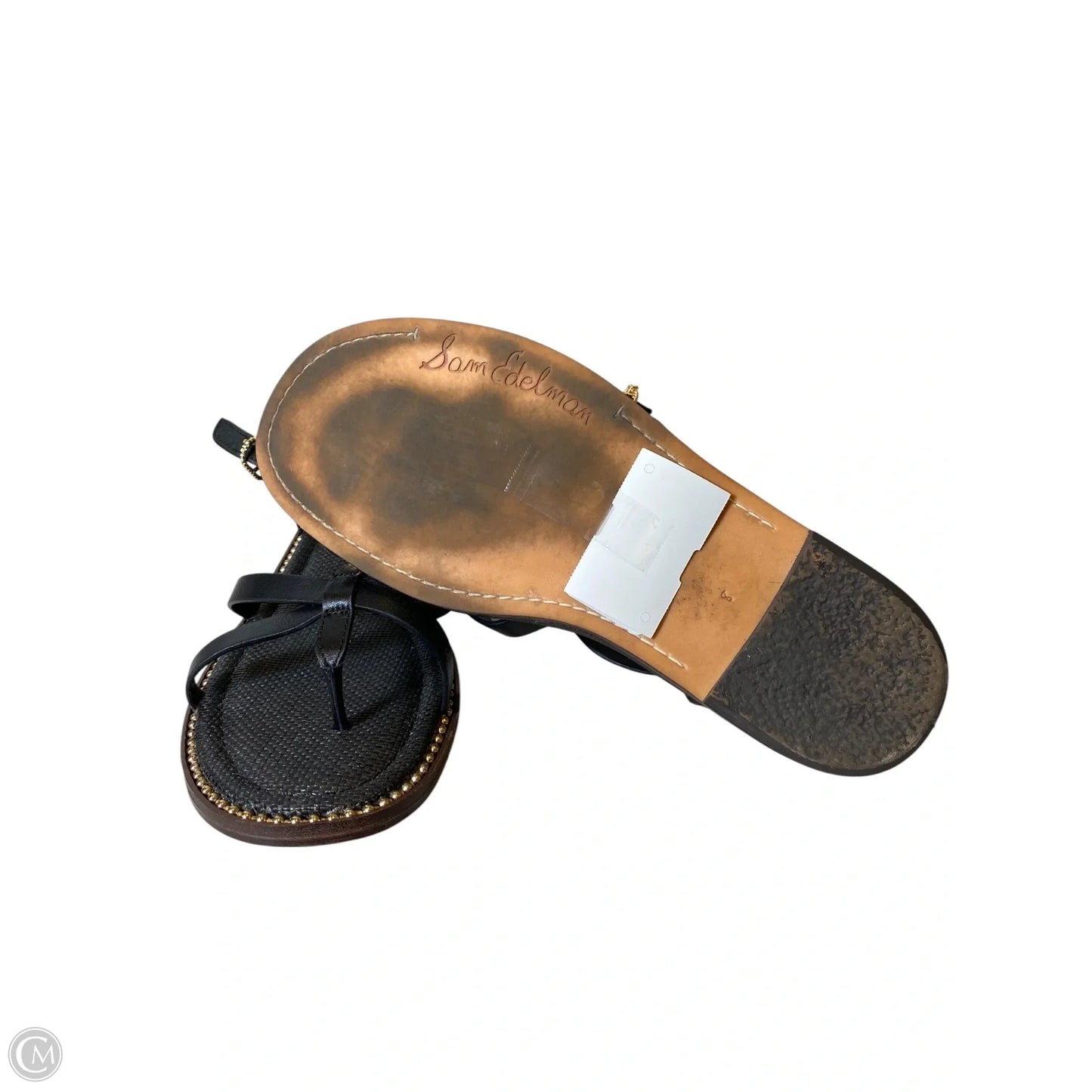 Sandals Flats By Sam Edelman In Black & Gold, Size: 8