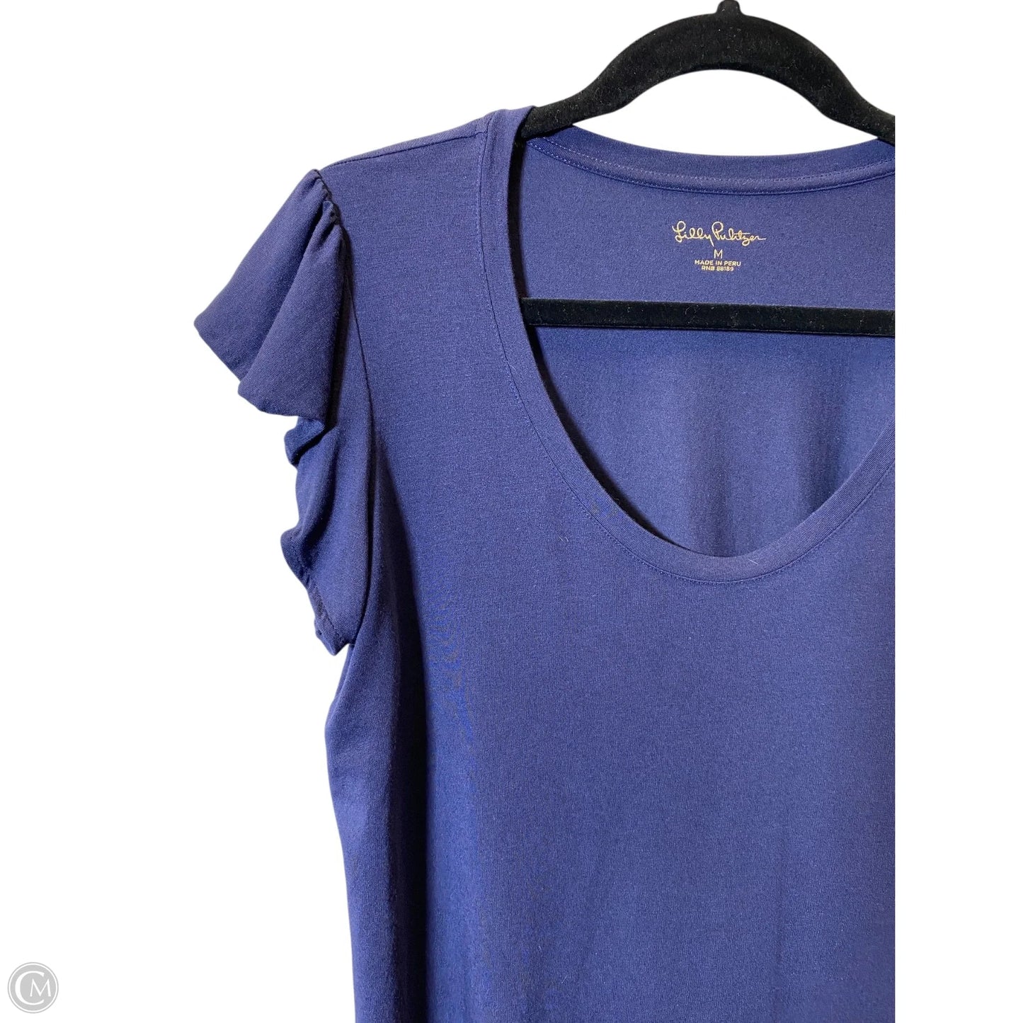 Top Short Sleeve Designer By Lilly Pulitzer In Navy, Size: M