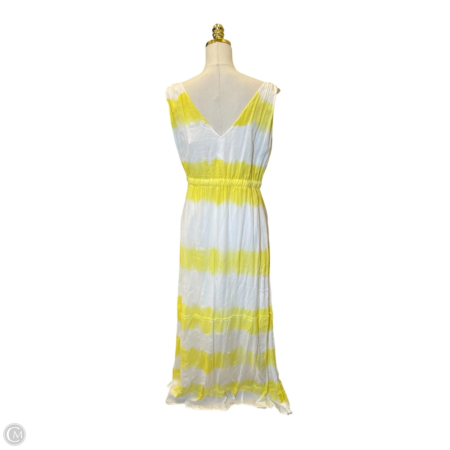 Dress Casual Maxi By Versona In White & Yellow, Size: Xl