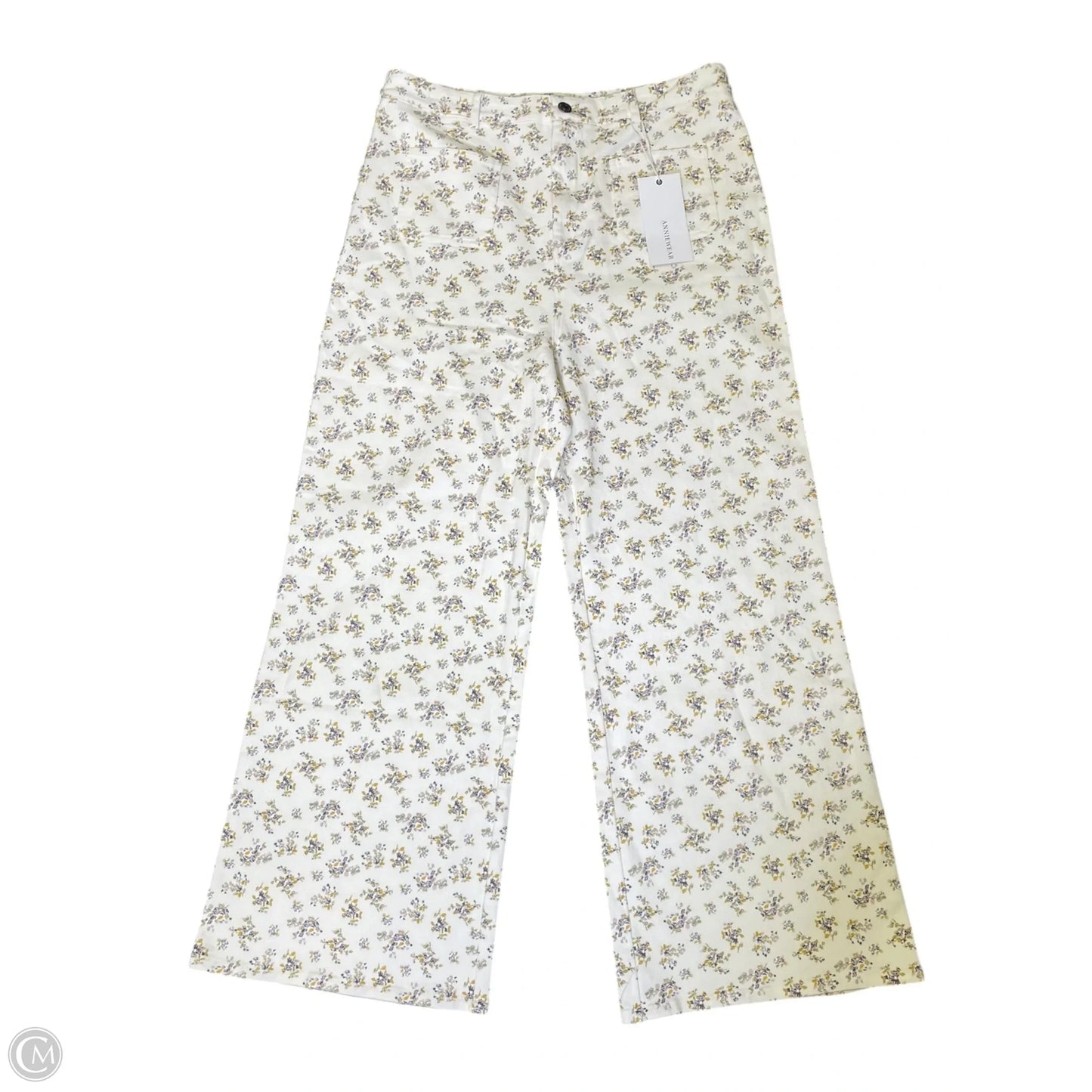 Jeans Wide Leg By Anniewear In Floral Print, Size: Xl