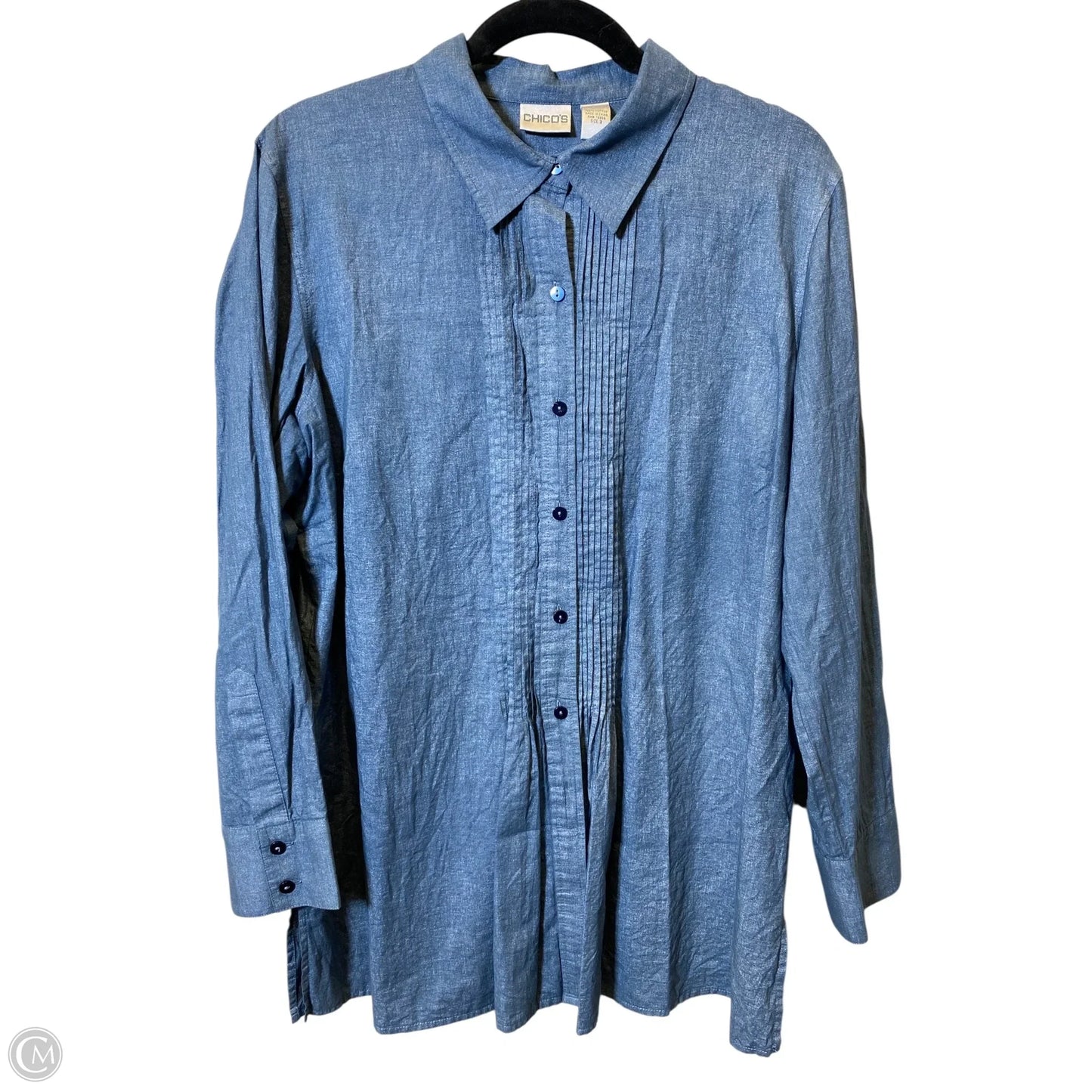 Blouse Long Sleeve By Chicos In Blue, Size: Xl