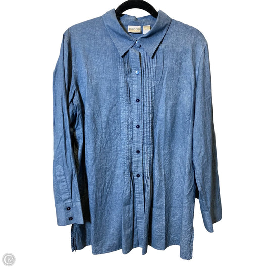 Blouse Long Sleeve By Chicos In Blue, Size: Xl