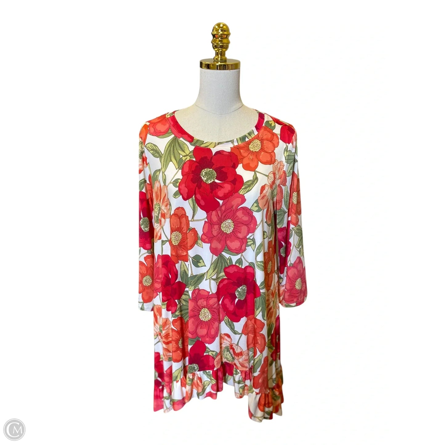 Top Short Sleeve By Dear Scarlett In Floral Print, Size: Xl