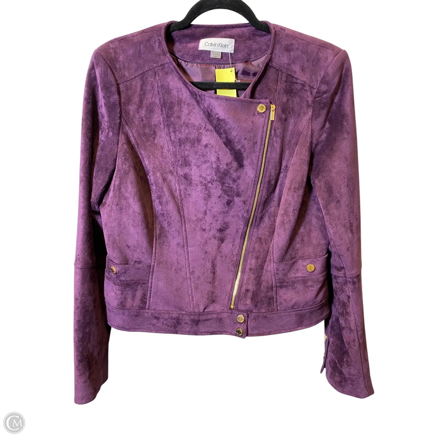 Jacket Moto By Calvin Klein In Purple, Size: 14