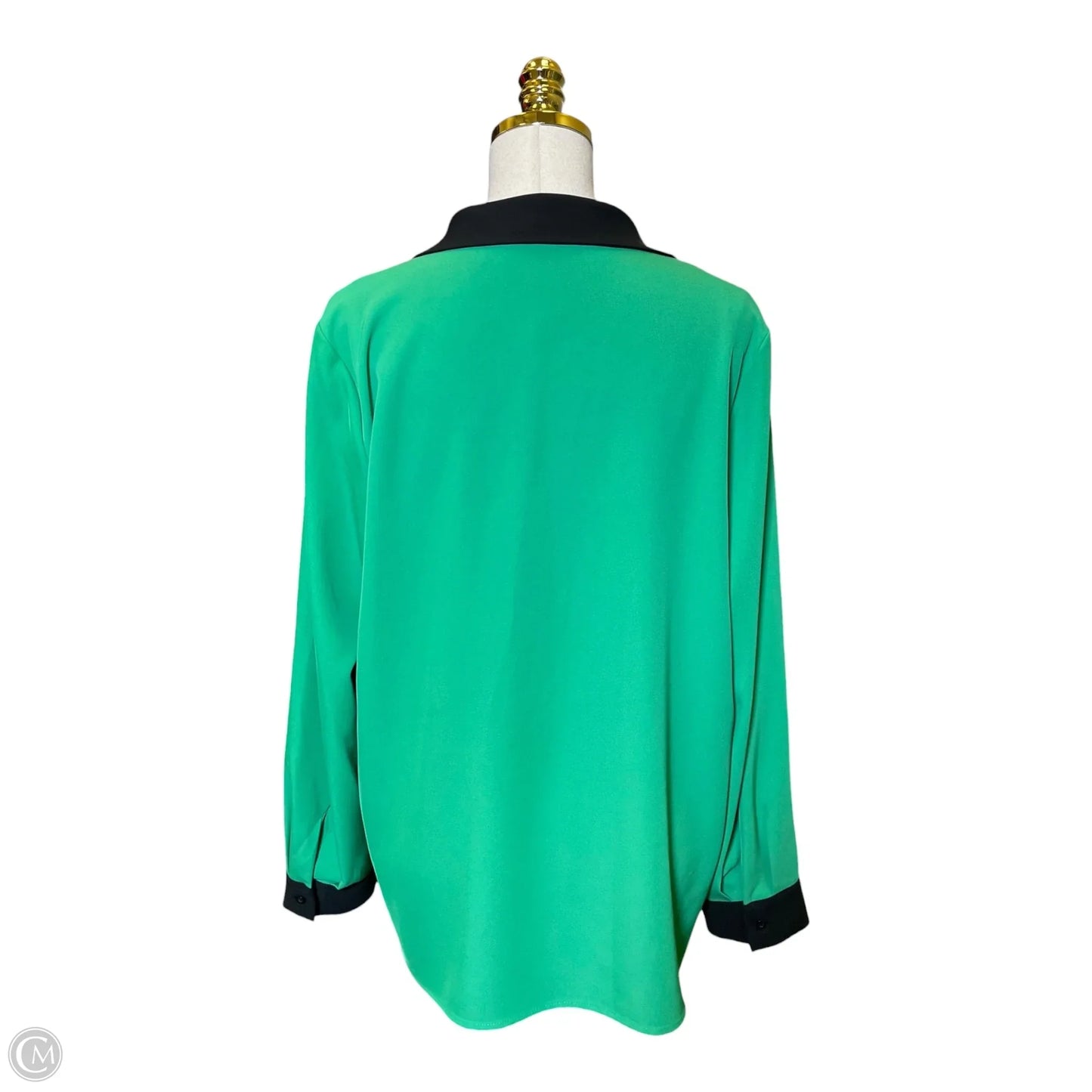 Top Long Sleeve By Calvin Klein In Black & Green, Size: L