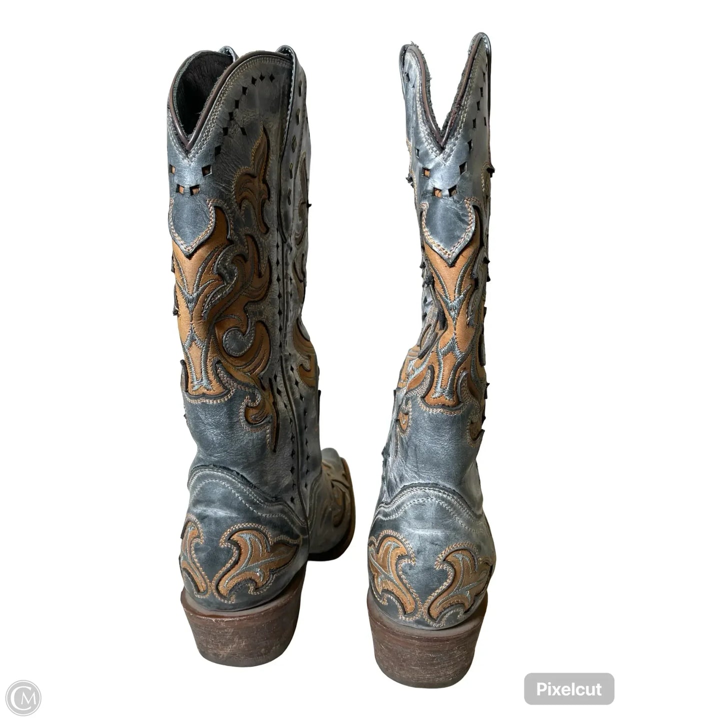 Boots Western By Clothes Mentor In Grey & Tan, Size: 7.5