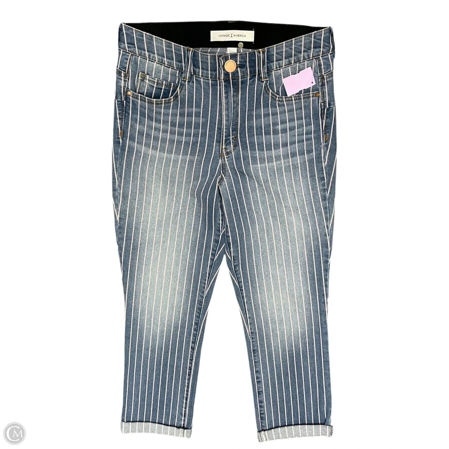 Jeans Straight By Vintage America In Striped Pattern, Size: 10