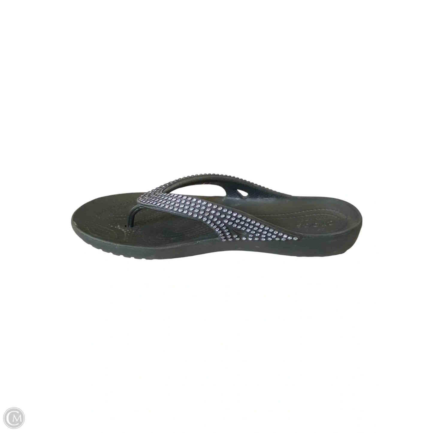 Sandals Flats By Crocs In Black & Silver, Size: 10