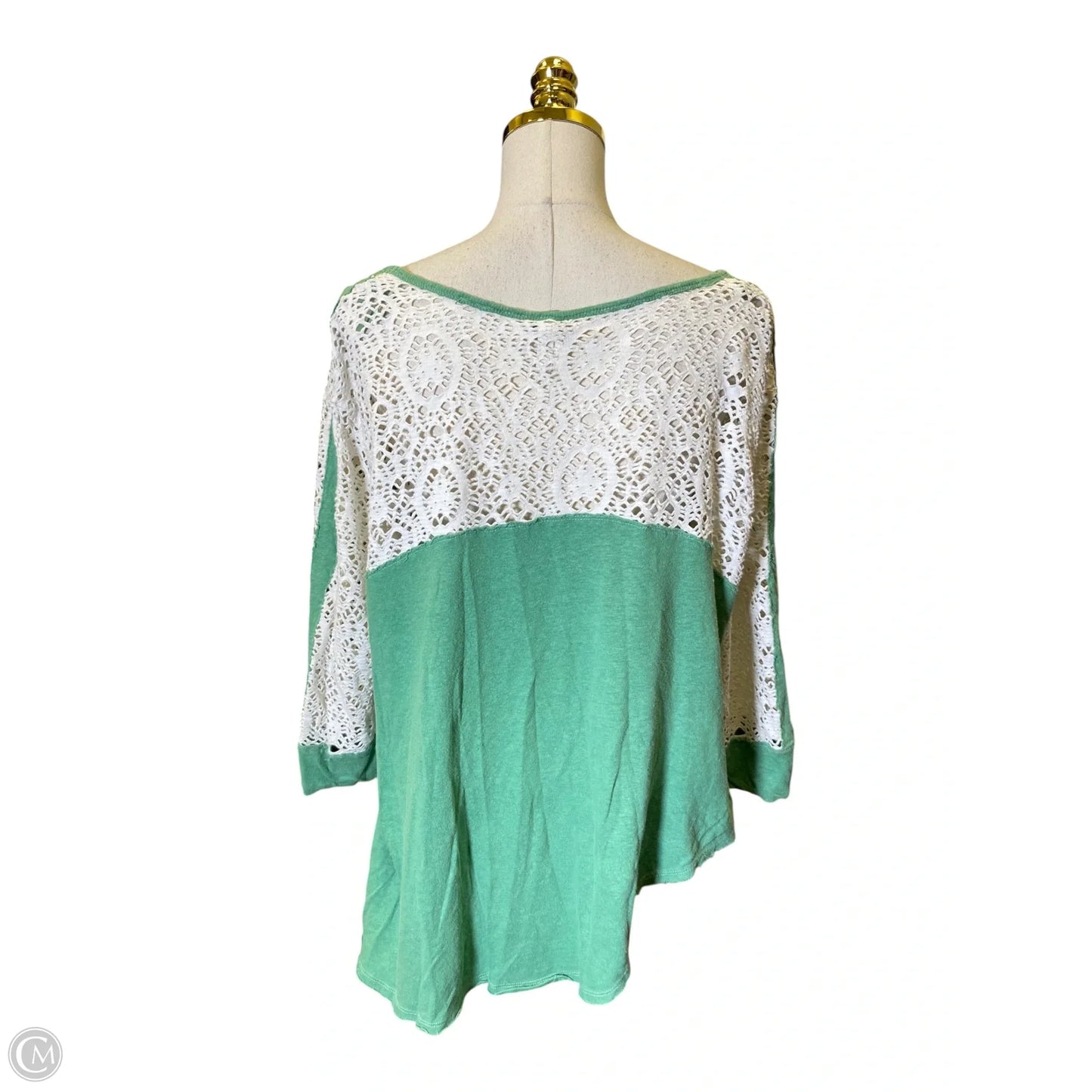 Top Long Sleeve By We The Free In Green & White, Size: L
