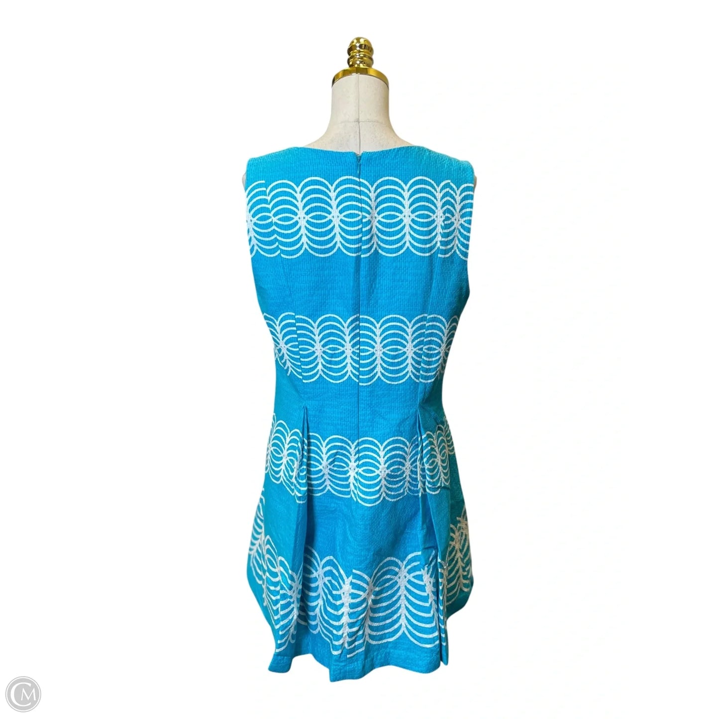 Dress Casual Midi By Taylor In Blue & White, Size: 14