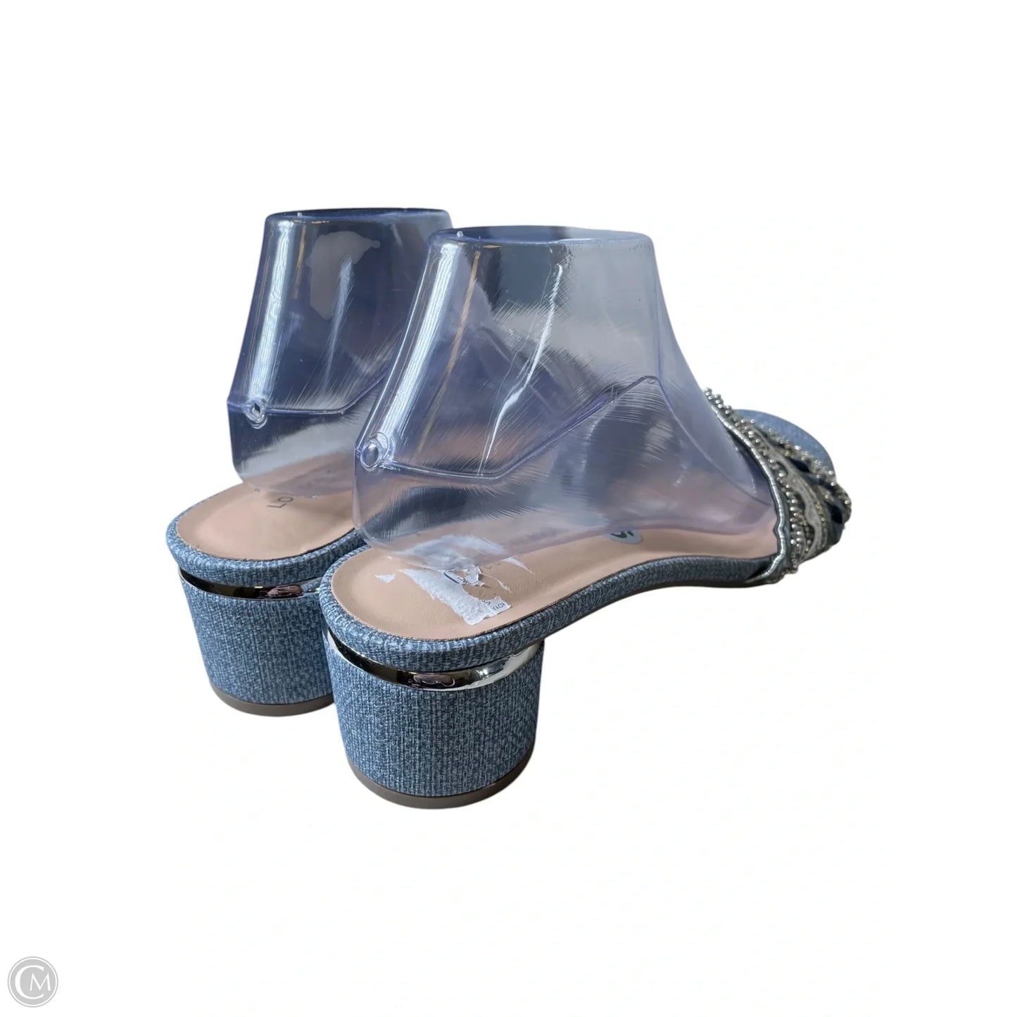 Shoes Heels Block By London Fog In Blue & Silver, Size: 9.5