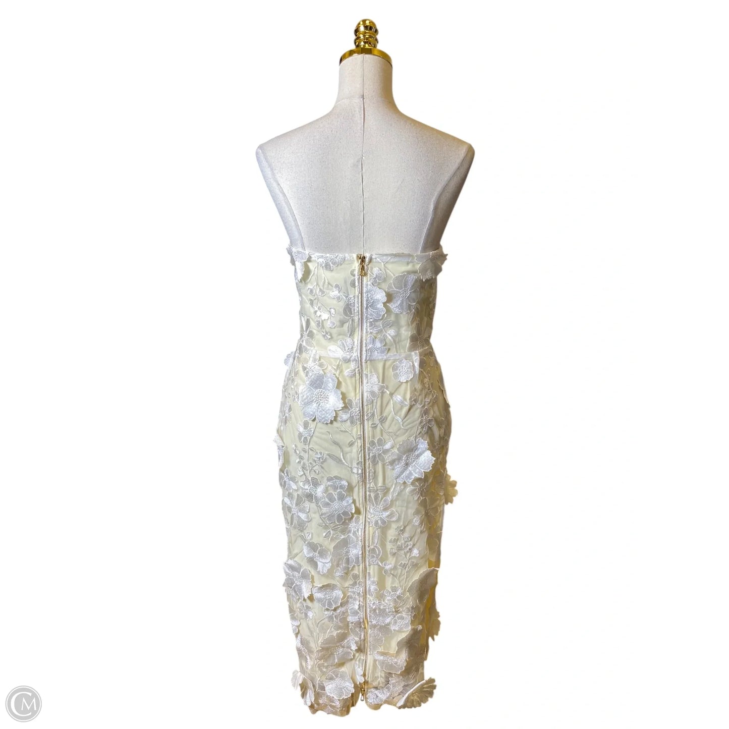 Dress Party Midi By Clothes Mentor In Cream & White, Size: M
