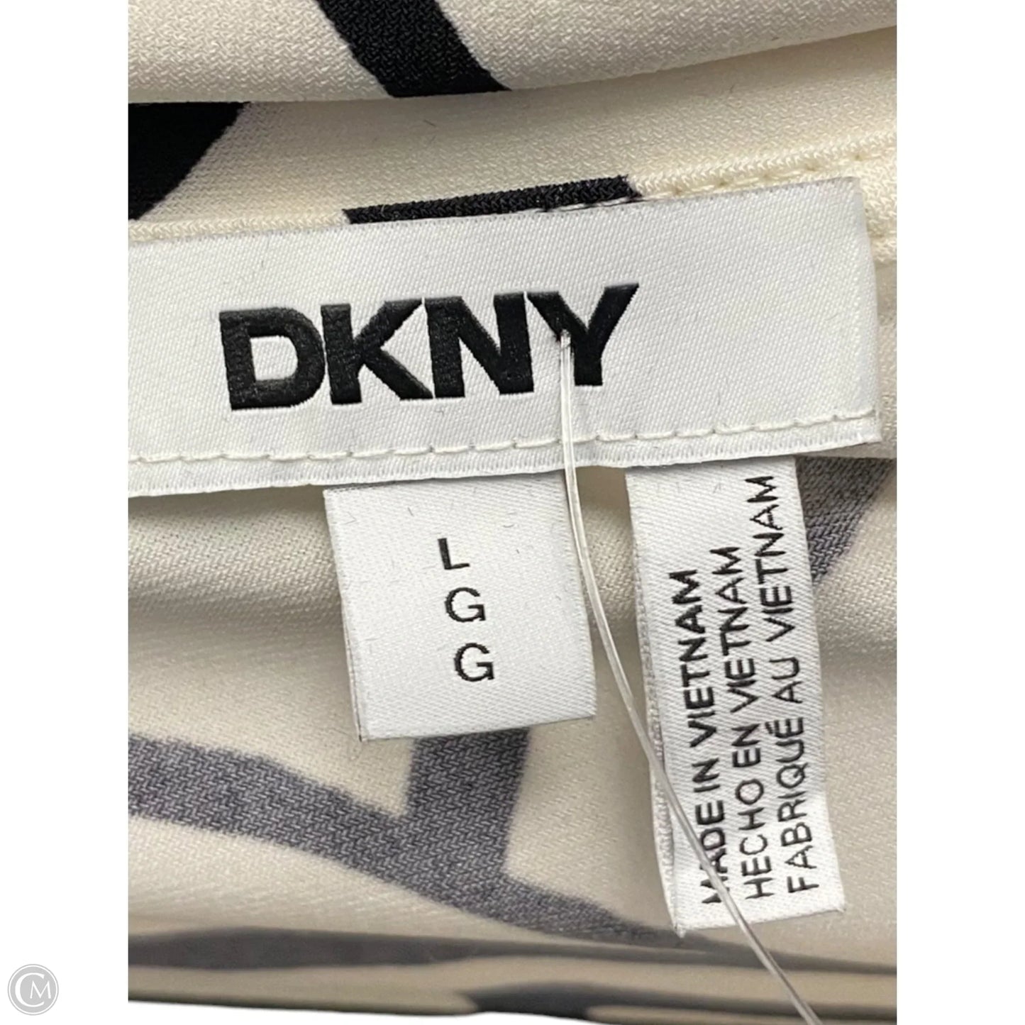 Top Short Sleeve By Dkny In Black & White, Size: L