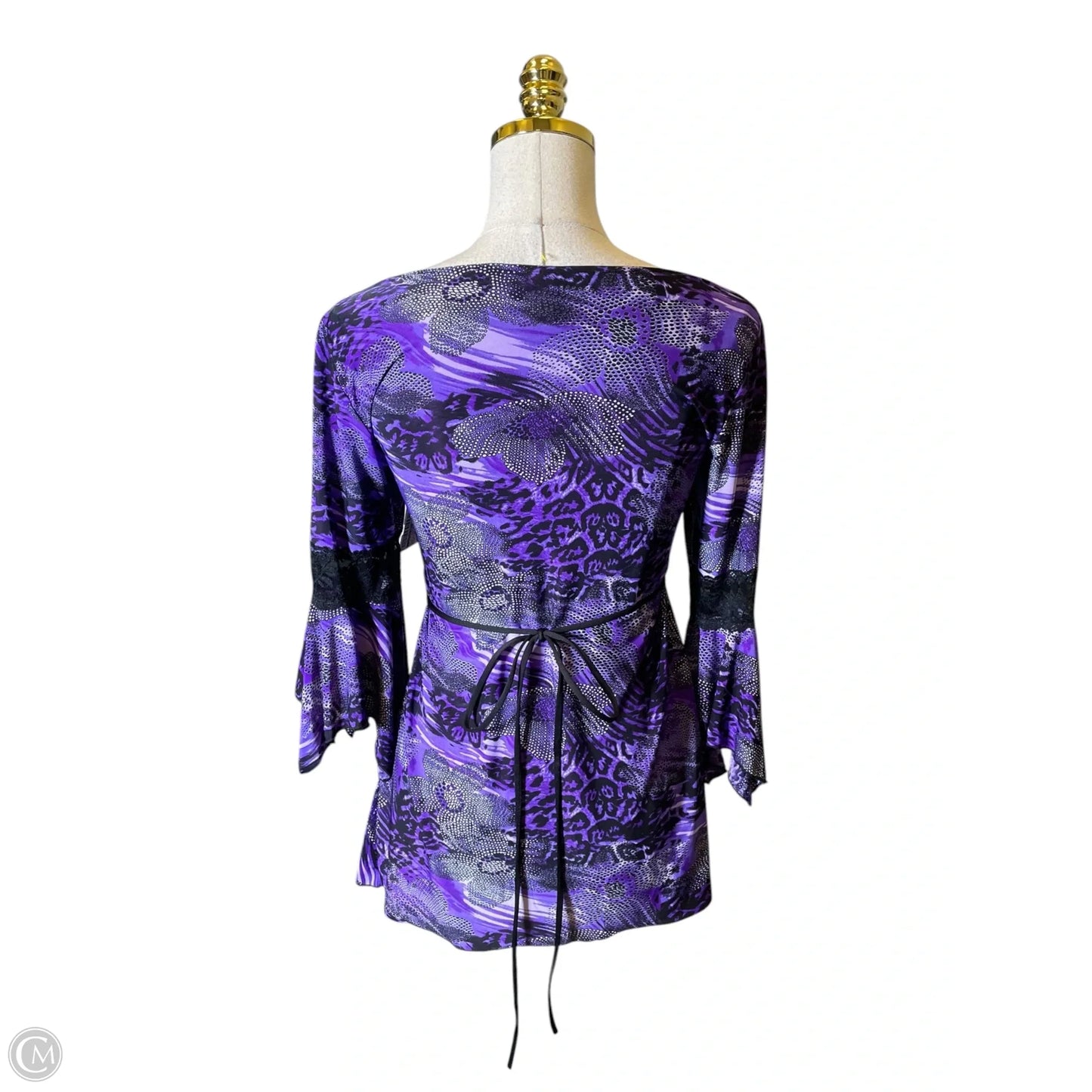 Top 3/4 Sleeve By Clothes Mentor In Black & Purple, Size: M