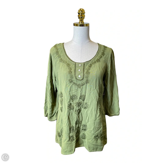 Top 3/4 Sleeve By Soft Surroundings In Green, Size: M
