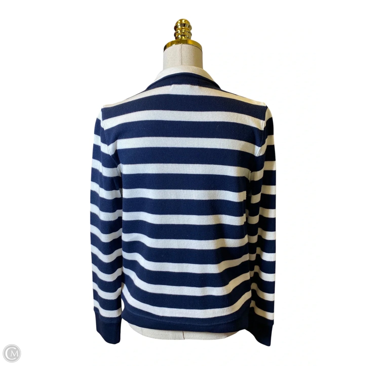 Jacket Fleece By Lauren By Ralph Lauren In Blue & White, Size: M