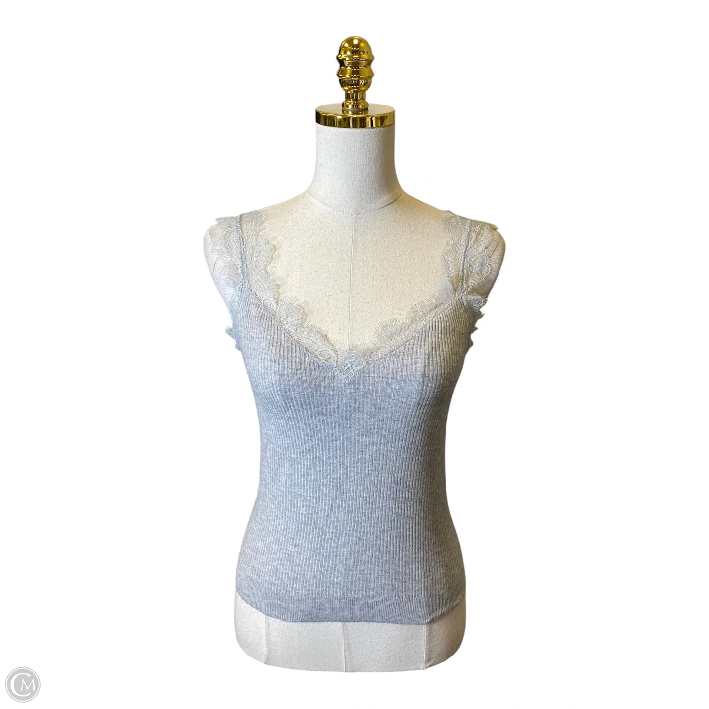 Blouse Sleeveless By Loft In Grey, Size: S