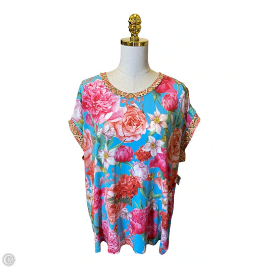 Top Short Sleeve By Johnny Was In Multi-colored, Size: Xl