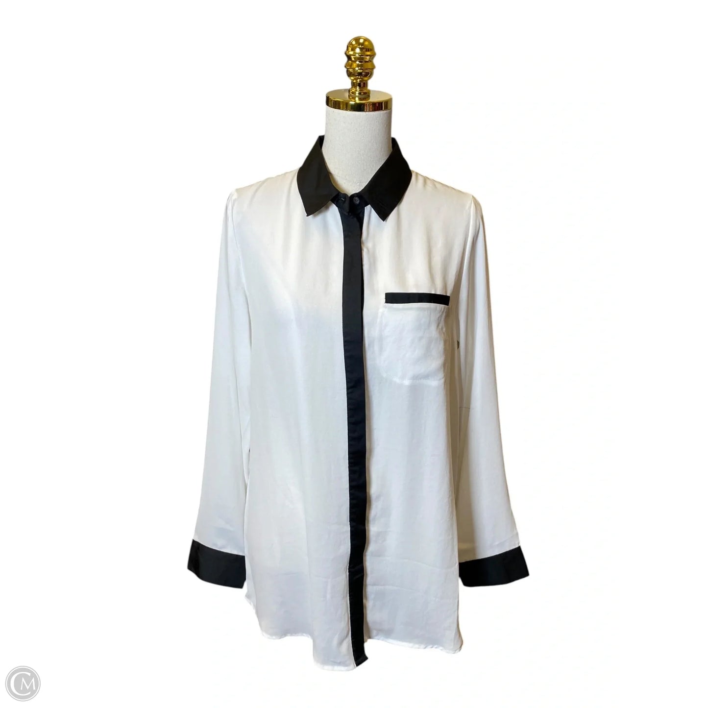 Top Long Sleeve By Free People In Black & White, Size: M