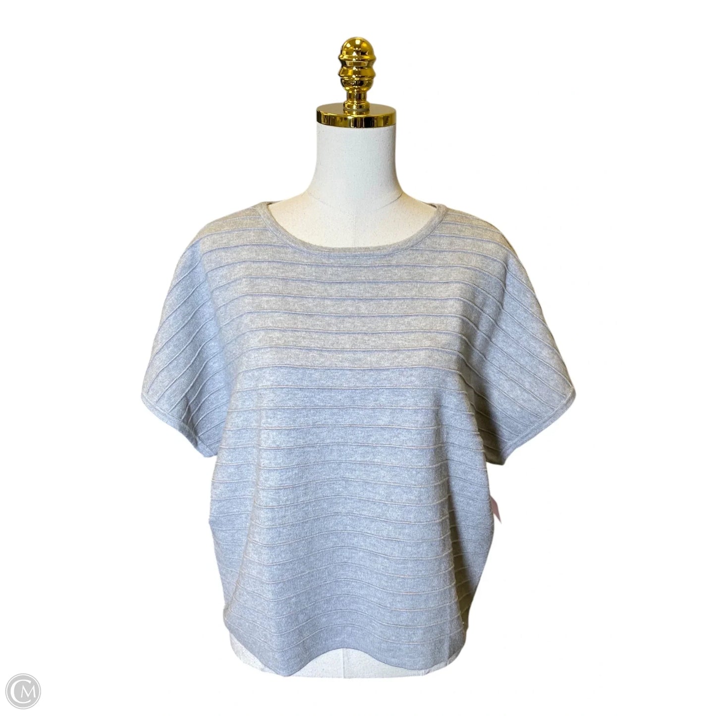 Top Short Sleeve By Tahari In Grey, Size: Xl