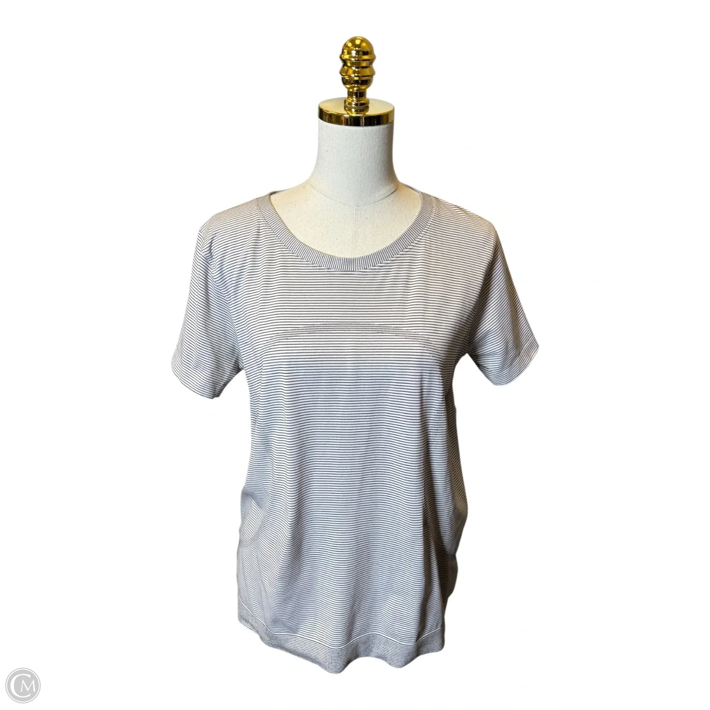 Athletic Top Short Sleeve By Lululemon In Striped Pattern, Size: L