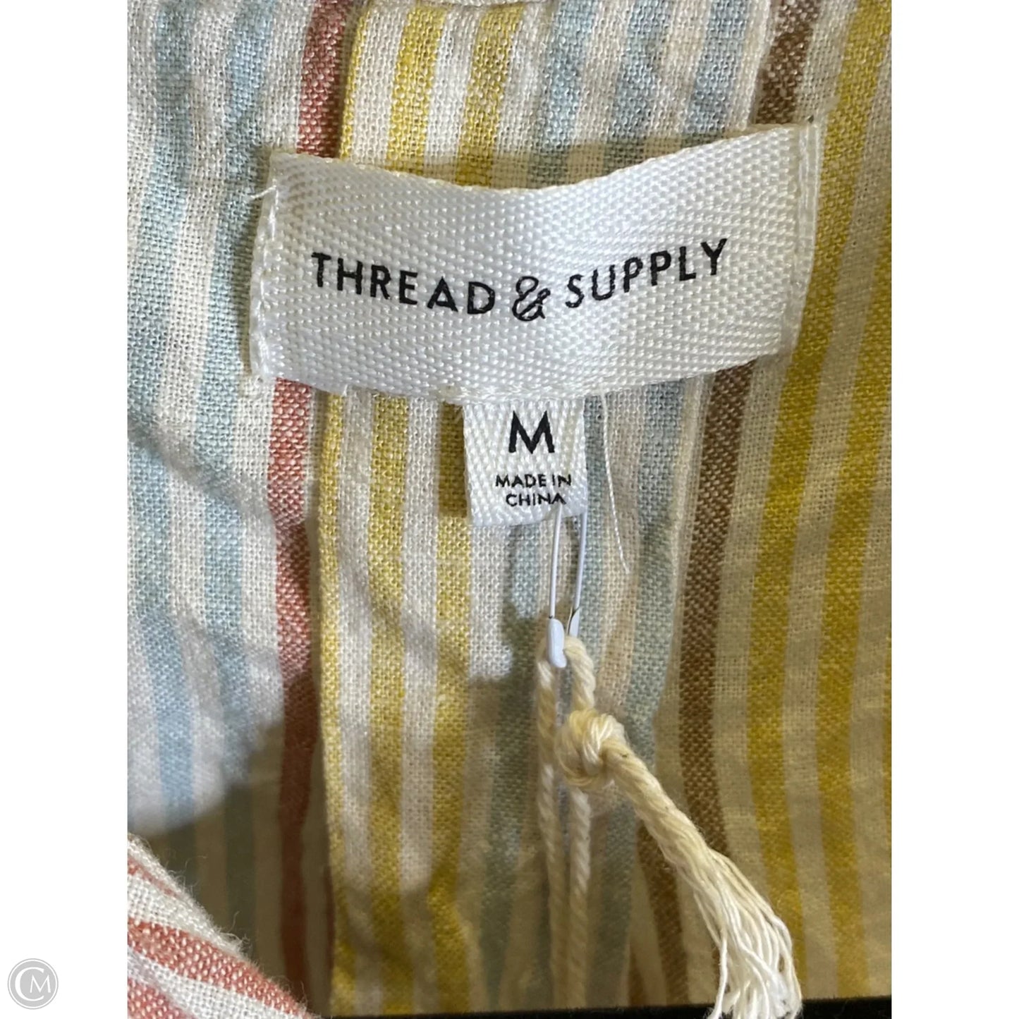 Blouse Short Sleeve By Thread And Supply In Striped Pattern, Size: M