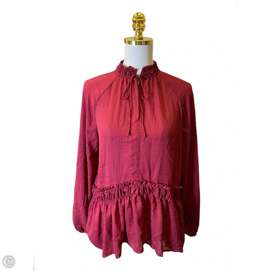 Blouse Long Sleeve By Loft In Maroon, Size: M