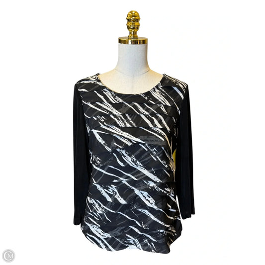 Blouse Long Sleeve By Chicos In Black & White, Size: M