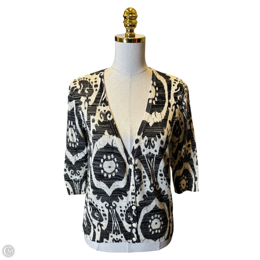 Sweater Cardigan By Worthington In Black & Tan, Size: L