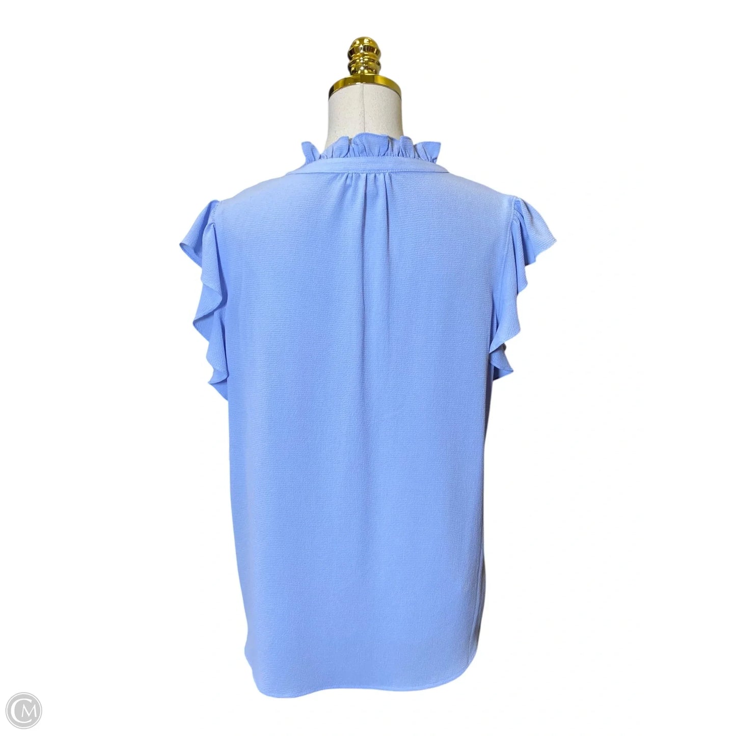Blouse Short Sleeve By Calvin Klein In Blue, Size: L
