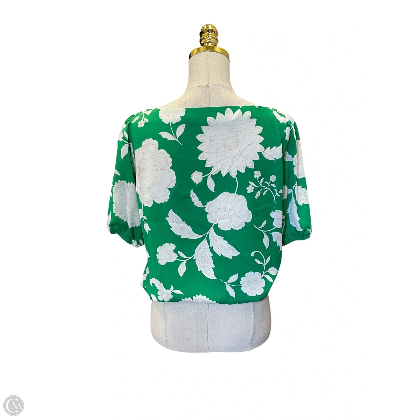 Top Short Sleeve By Ann Taylor In Green & White, Size: S
