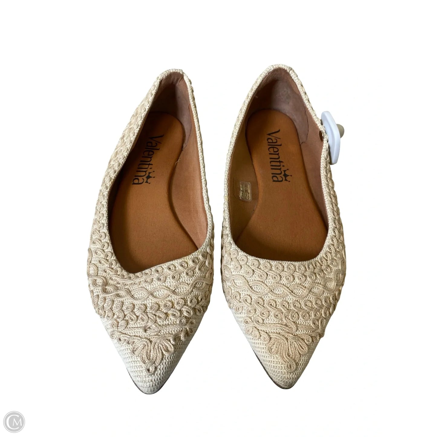 Shoes Flats By Valentina In Cream, Size: 10