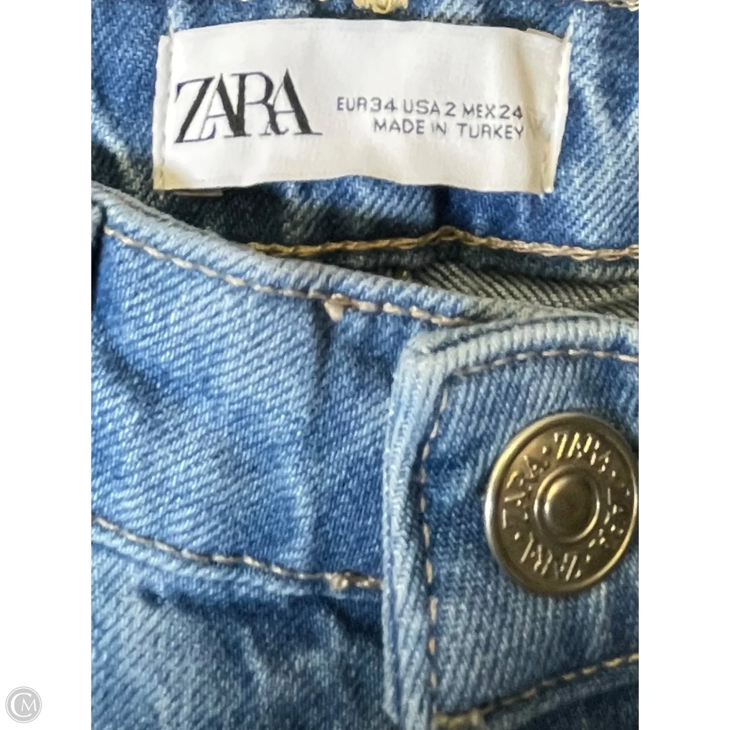 Jeans Straight By Zara In Blue Denim, Size: 2