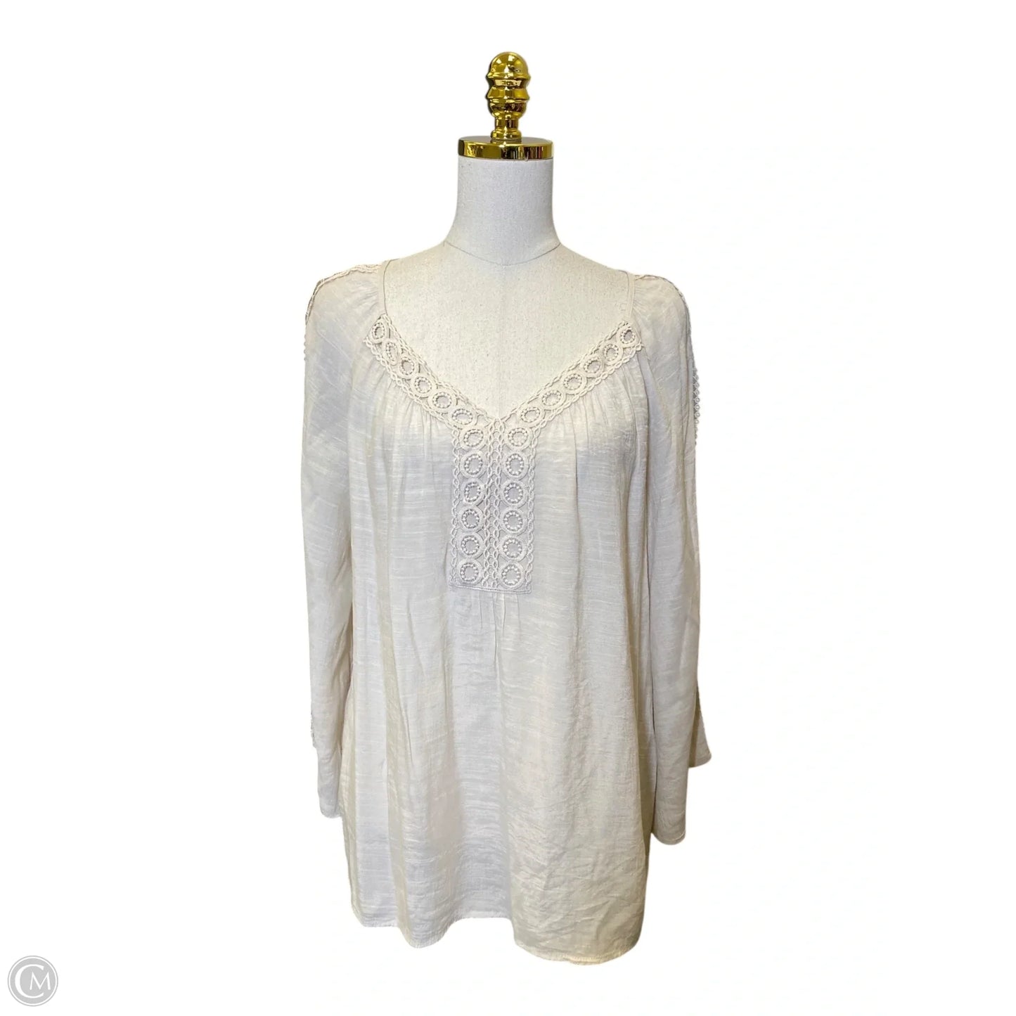 Top Long Sleeve By Zac And Rachel In Beige, Size: L