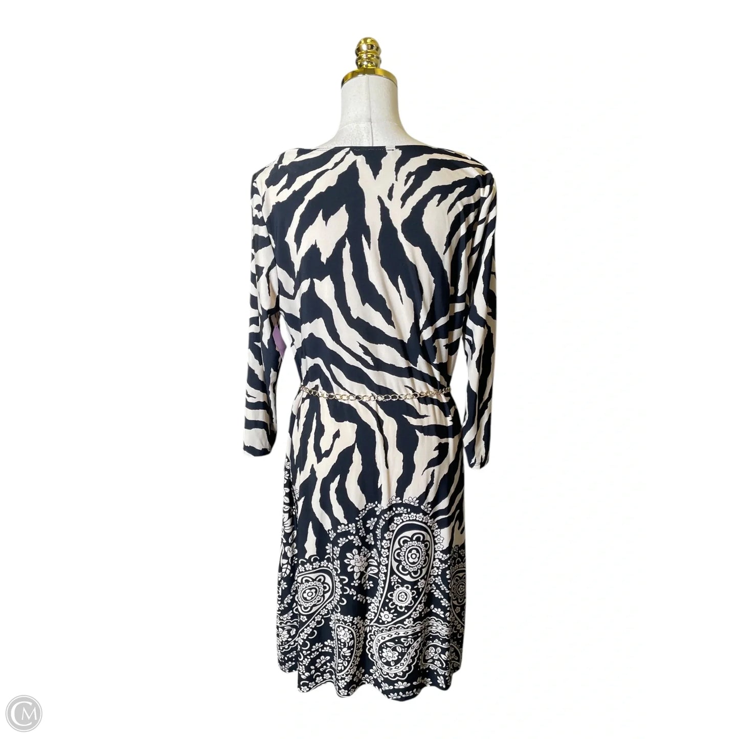 Dress Casual Midi By Christopher And Banks In Black & Cream, Size: L