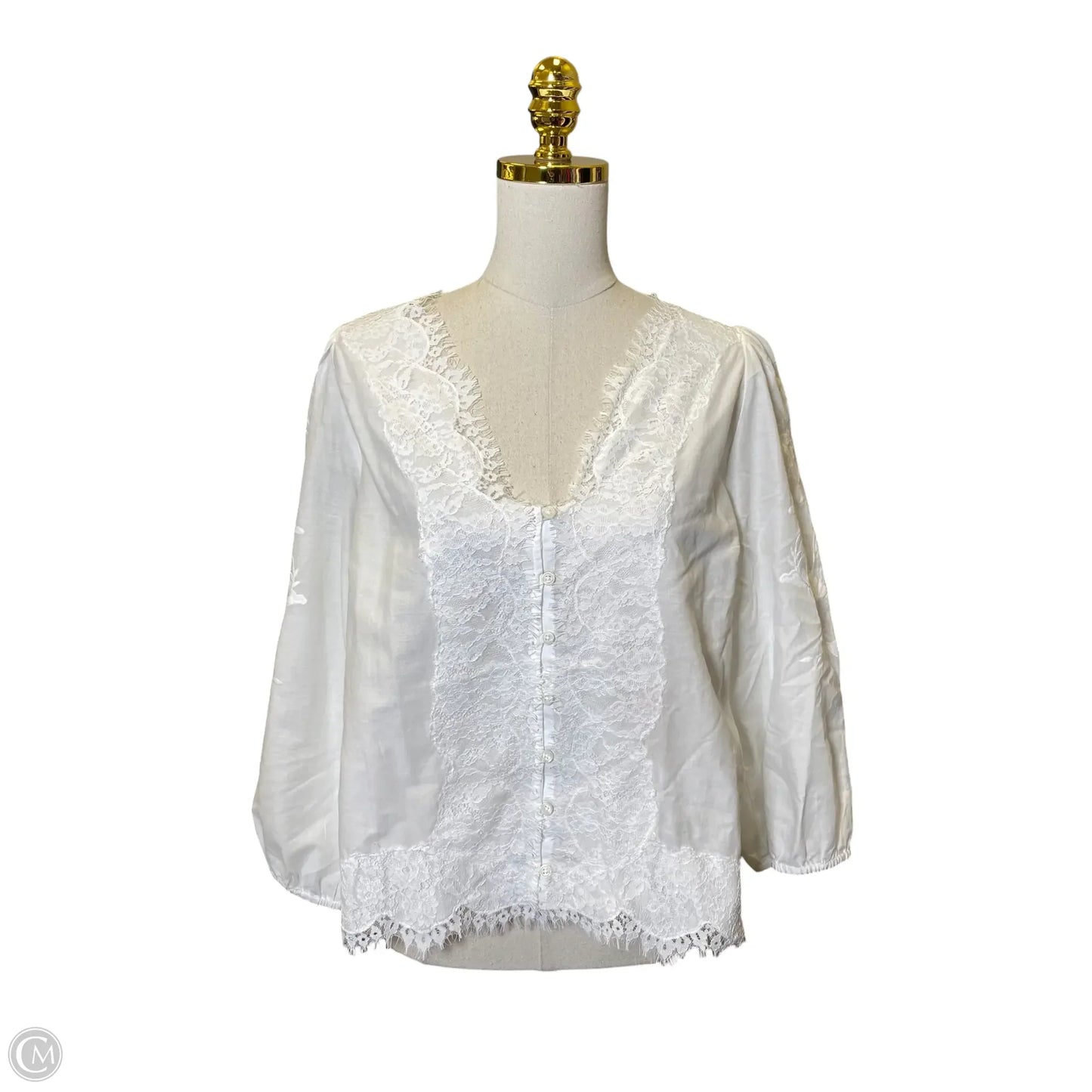 Top 3/4 Sleeve By Talbots In White, Size: L