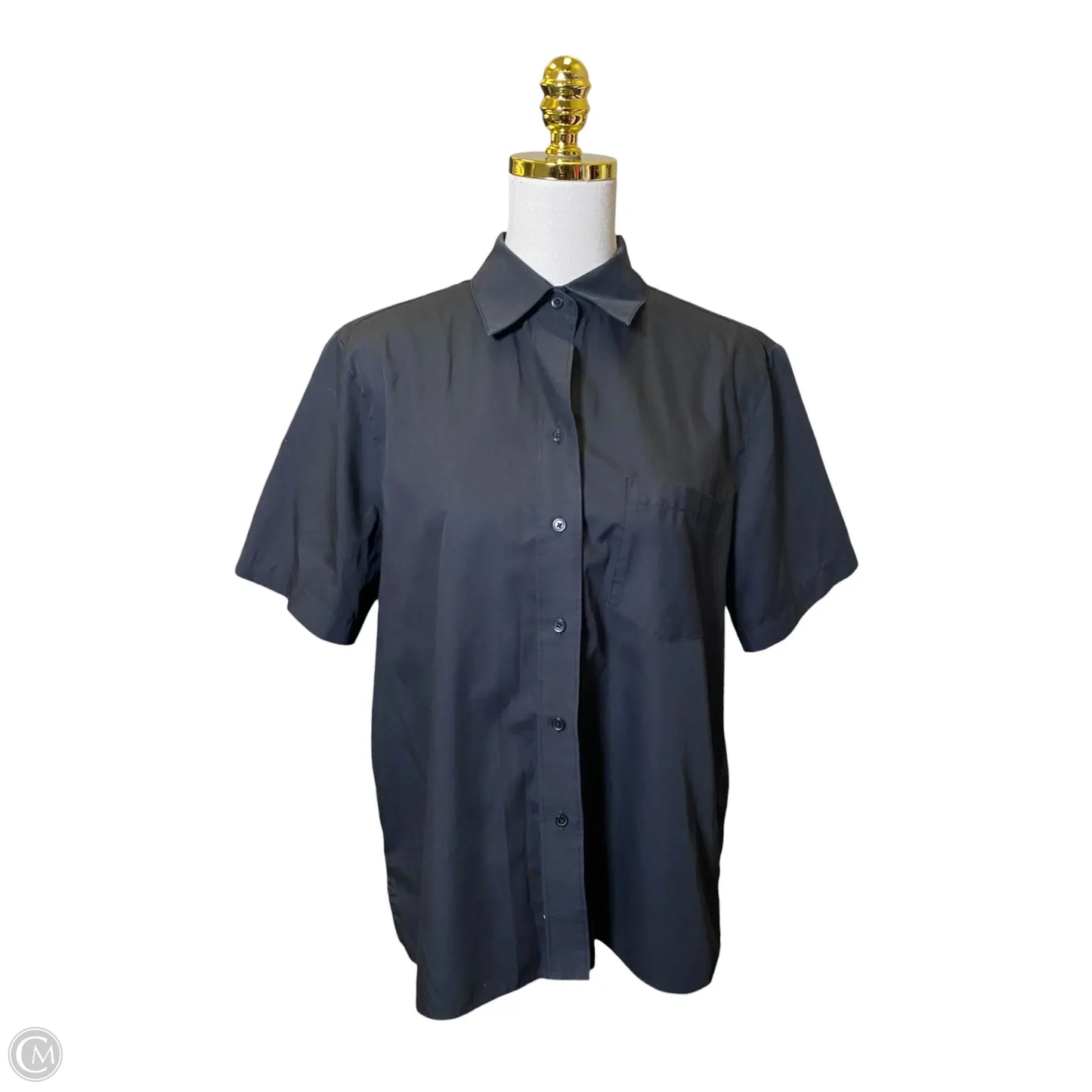 Top Short Sleeve By Foxcroft In Black, Size: L