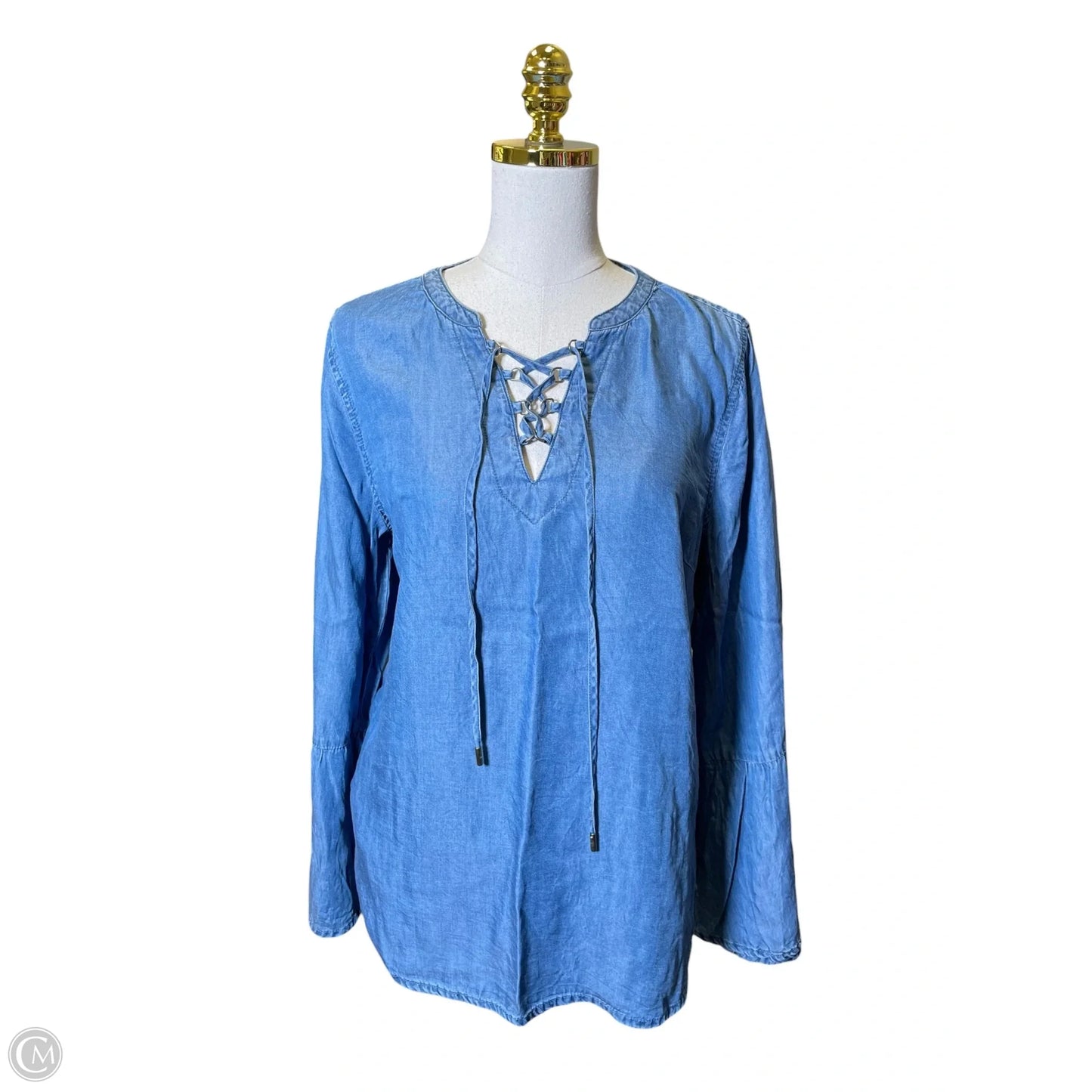 Top Long Sleeve By Michael By Michael Kors In Blue, Size: L