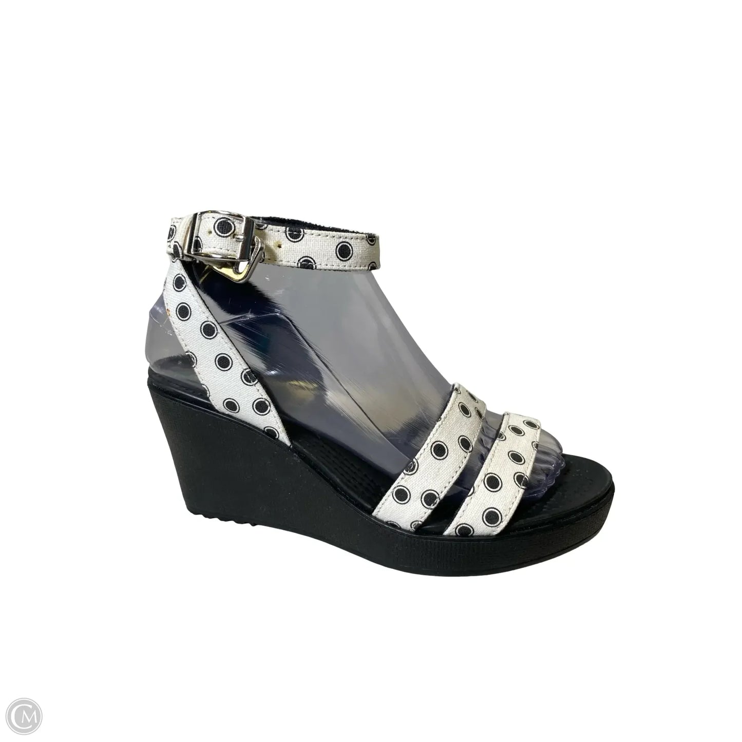 Shoes Heels Platform By Crocs In Black & White, Size: 7