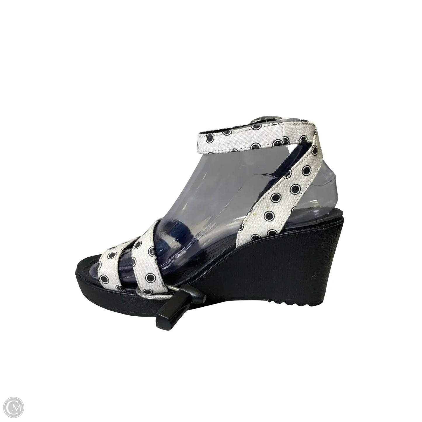 Shoes Heels Platform By Crocs In Black & White, Size: 7