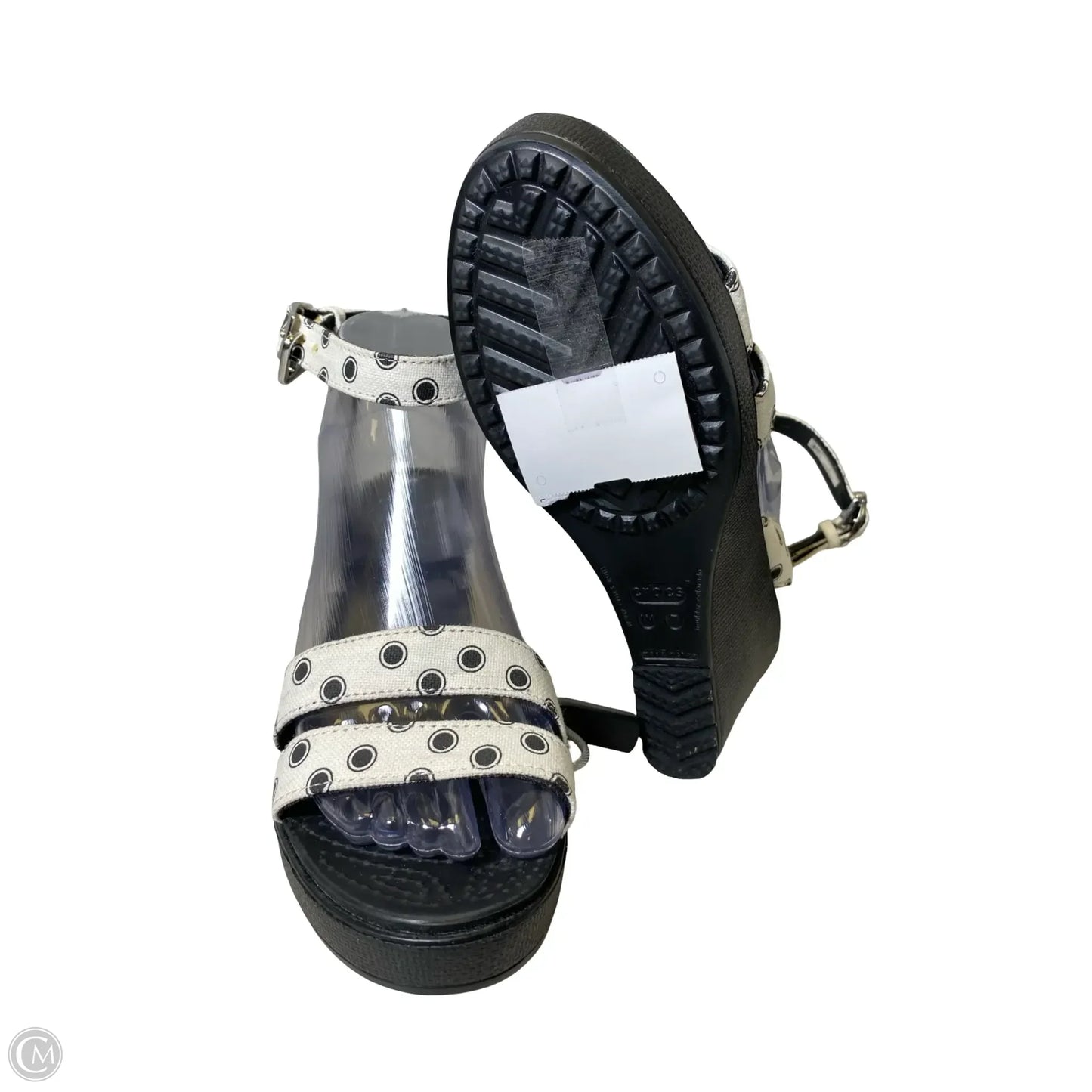 Shoes Heels Platform By Crocs In Black & White, Size: 7