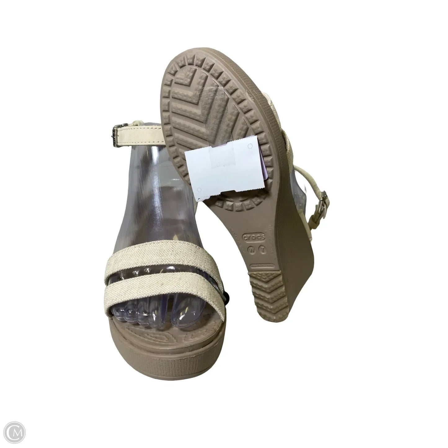 Shoes Heels Platform By Crocs In Cream, Size: 7